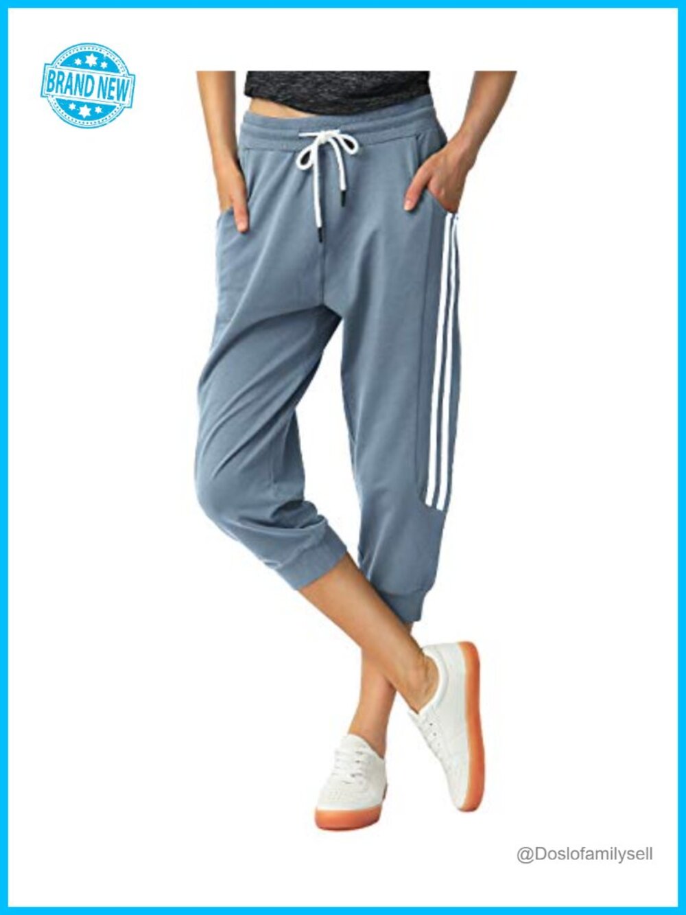 Women's Capri Sweatpants 95% Cotton Slim Fit Joggers Yoga Lounge